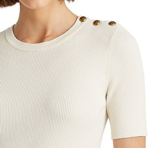 LAUREN Ralph Lauren Button Shoulder Detail Sweater - Picture 2 of 6